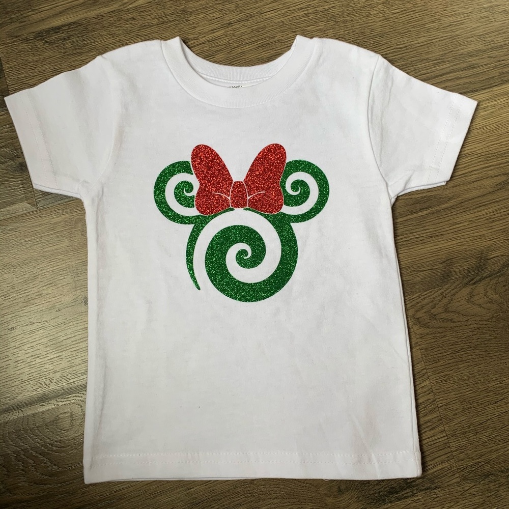 Toddler Glitter Christmas Minnie Shirt NEVER WORN